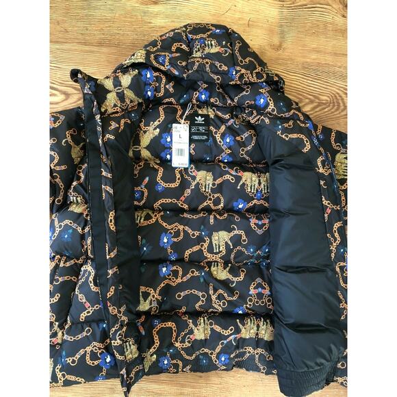 adidas Women's GS Down Fill Puffer Jacket Leopard Chain GD2502 Size L $280 - Picture 8 of 12